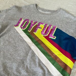 Wonder Nation flip-sequined JOYFUL sweatshirt. Girls size Large.